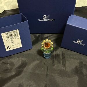 New Sparkling Swarovski Crystal Flower Medium Potted Sunflower Figurine Retired